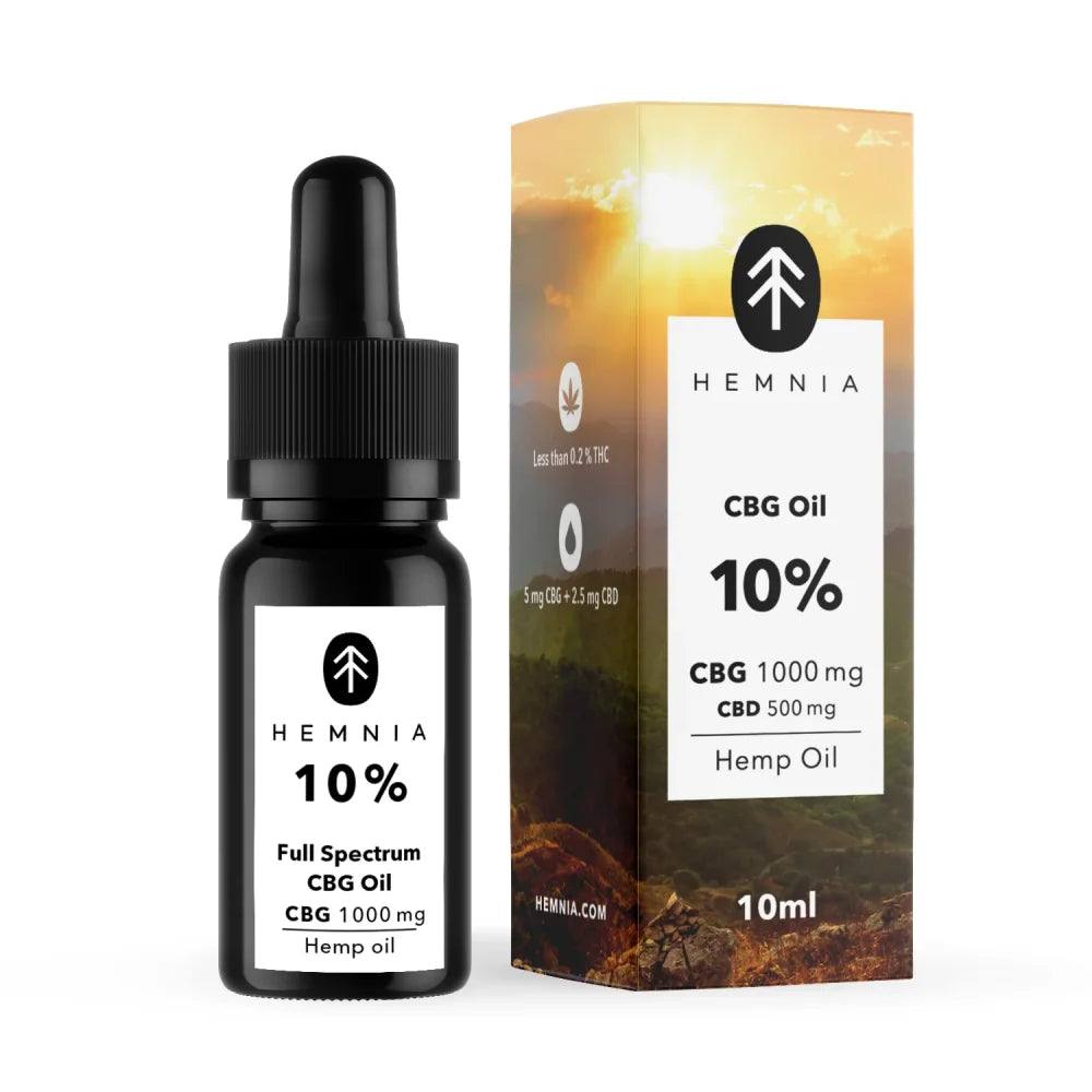 Óleo CBG de espetro total para o alívio da dor - 10 % CBG, 5 % CBD, 1000 mg, 10 ml