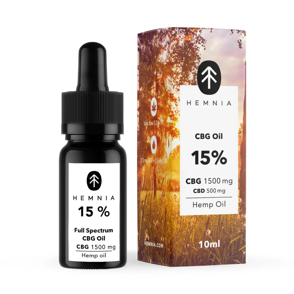 Óleo CBG de espetro total para o alívio da dor - 15% CBG, 5% CBD, 1500 mg, 10 ml Imagem principal do produto